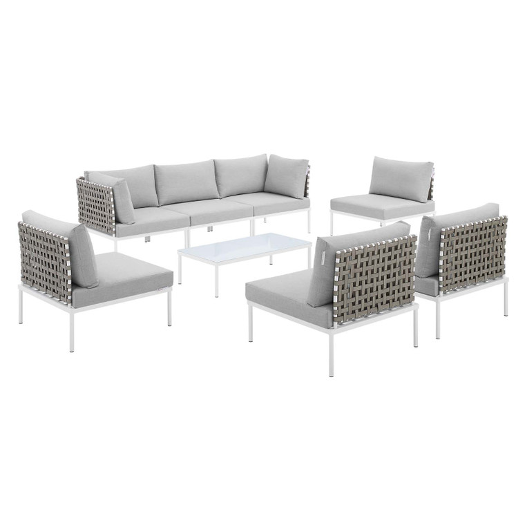 Harmony 8-Piece  Sunbrella® Basket Weave Outdoor Patio Aluminum Sectional Sofa Set | Tan