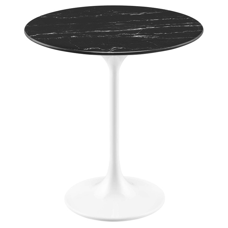 Lippa 20" Round Artificial Marble Side Table | White