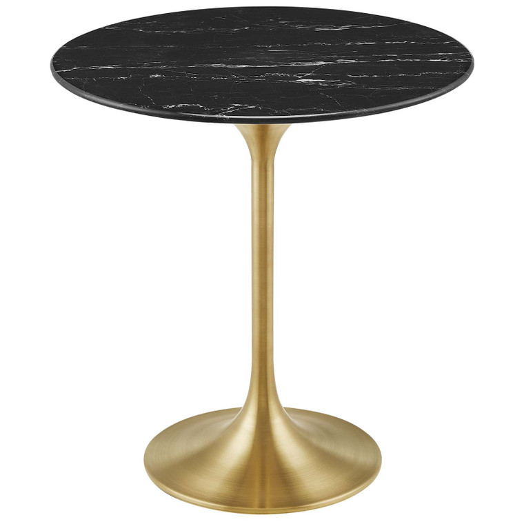 Lippa 20" Round Artificial Marble Side Table | Gold
