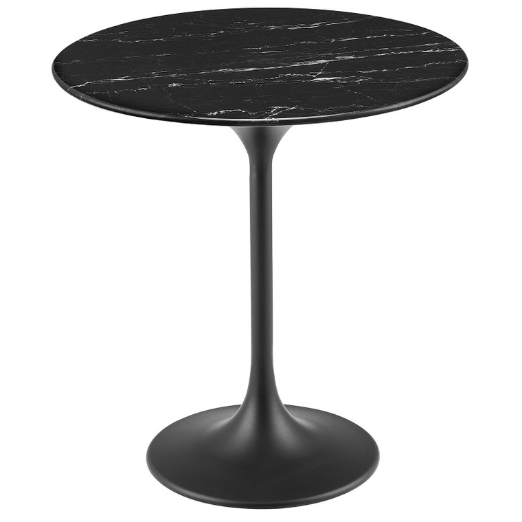 Lippa 20" Round Artificial Marble Side Table | Black