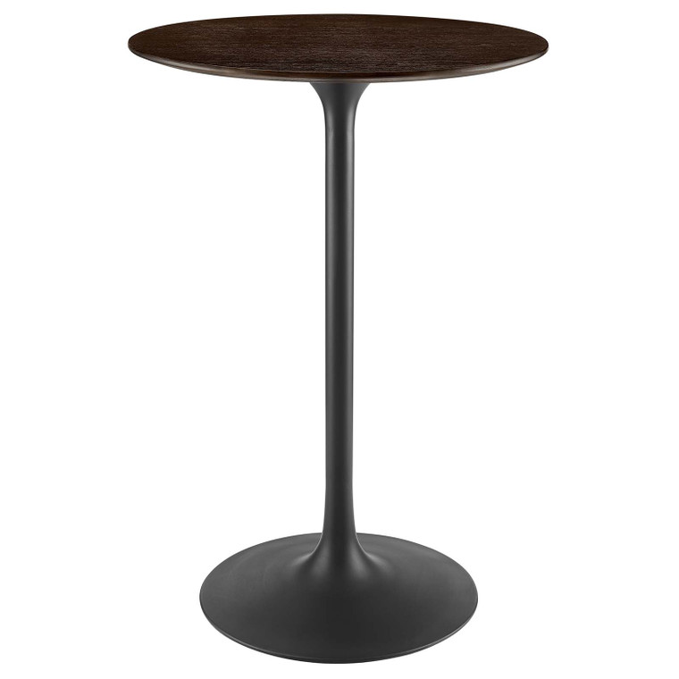 Lippa 28" Round Wood Grain Bar Table | Black