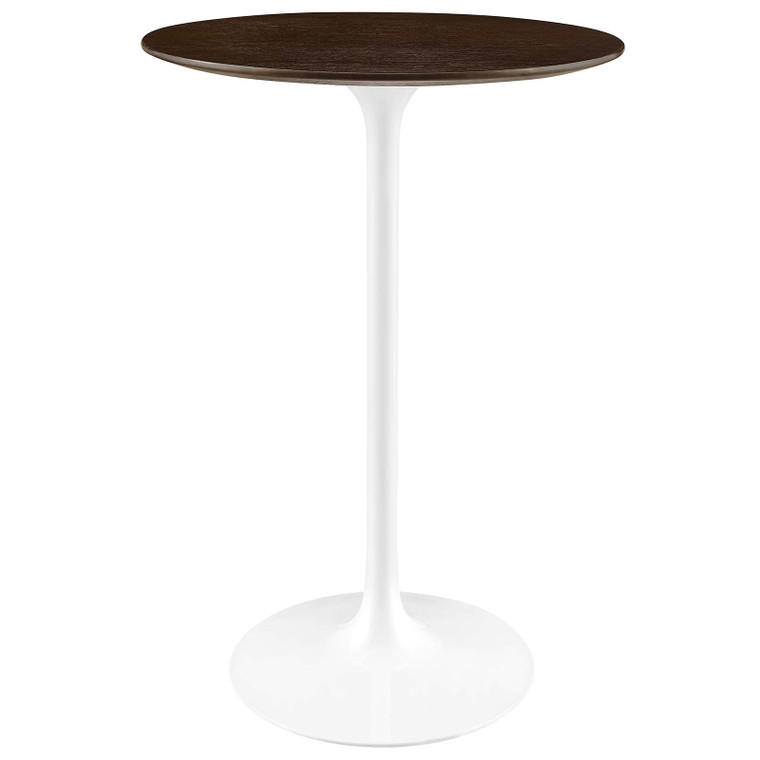 Lippa 28" Round Wood Grain Bar Table | White