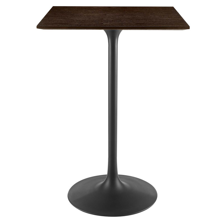 Lippa 28" Square Wood Grain Bar Table | Black