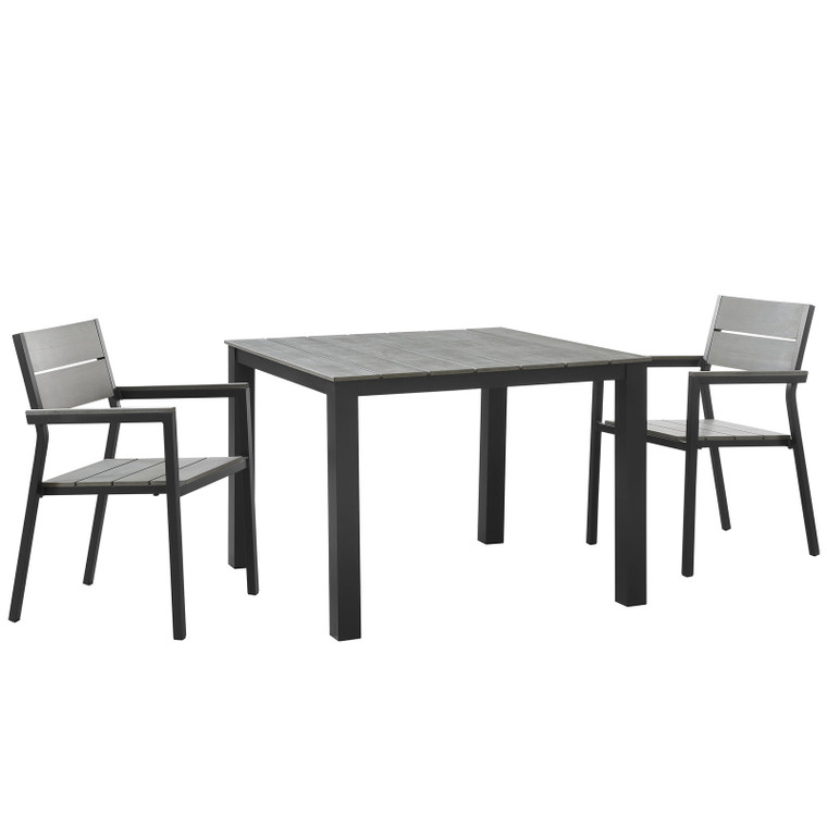 Maine 3 Piece Outdoor Patio Dining Set | Dining Table and Armchairs