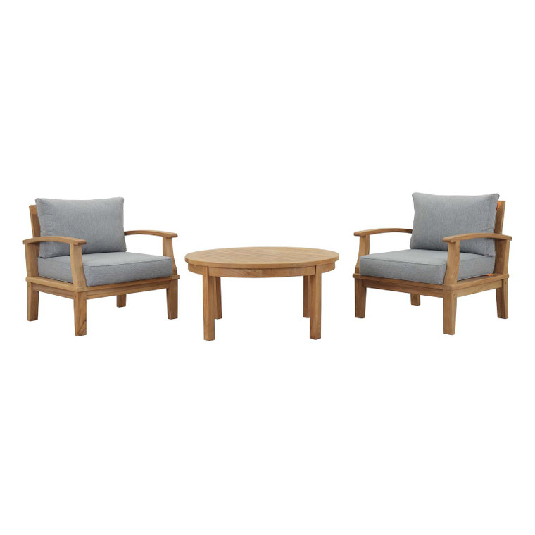Marina 3 Piece Outdoor Patio Teak Set | Coffe Table and Armchairs