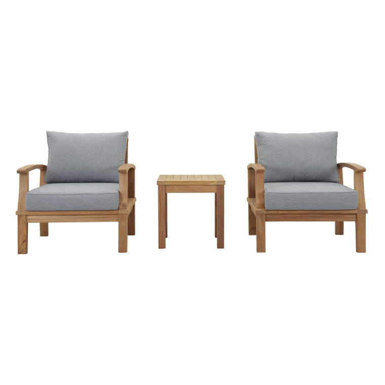 Marina 3 Piece Outdoor Patio Teak Set | Side Table and Armchairs