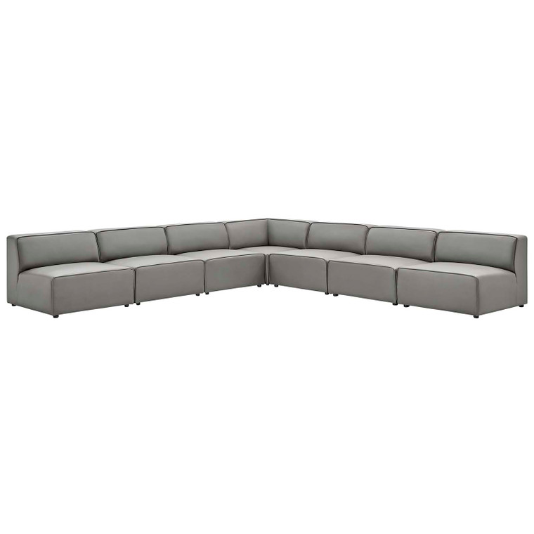 Mingle Vegan Leather 7-Piece Sectional Sofa | Corner Chair + Armless Chairs