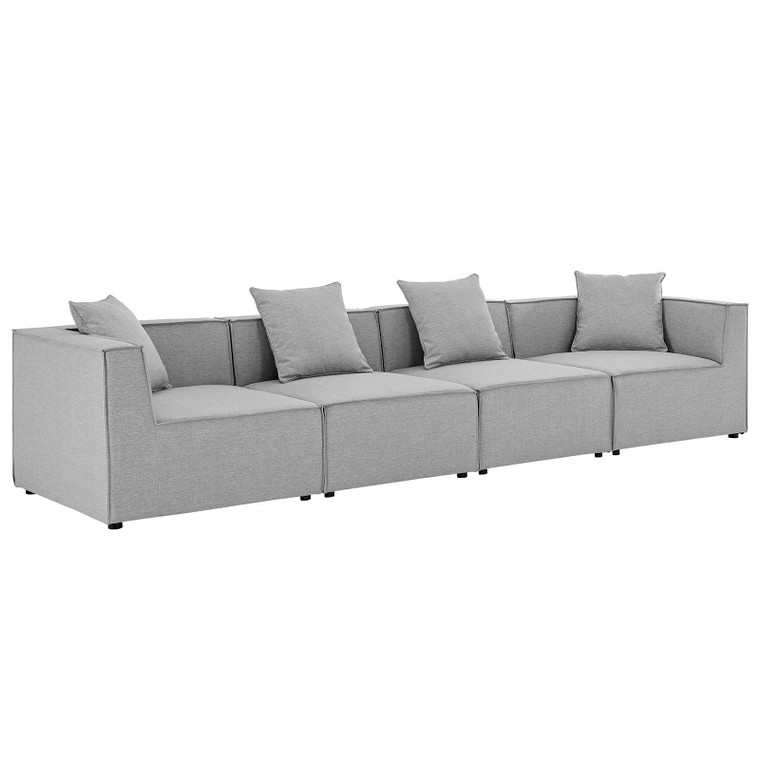 Saybrook Outdoor Patio Upholstered 4-Piece Sectional Sofa | Armless Chairs + Corner Chairs