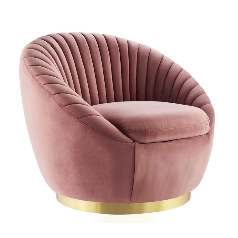 Whirr Tufted Performance Velvet Swivel Chair | Gold