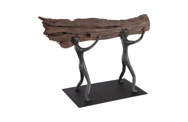 Atlas Balancing Log Sculpture | Brown, Black