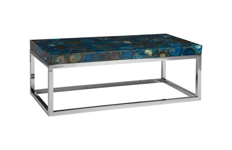Agate Coffee Table Stainless Steel Base | Blue, Silver