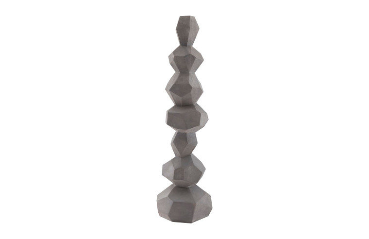 Faceted Rock Column Sculpture | Gray