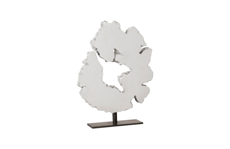 Lava Slice Sculpture On Stand | Silver