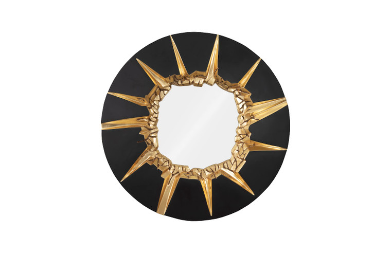 Circular Cracked Mirror | Gold, Black
