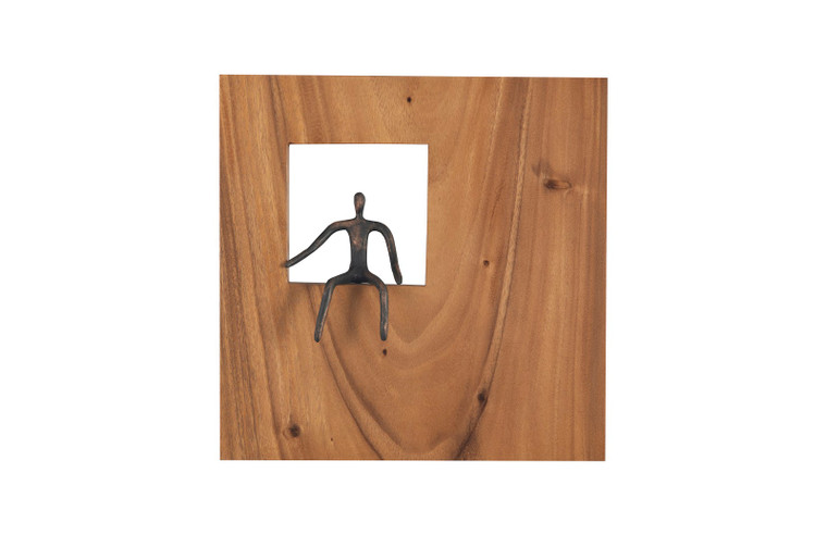 Pointing Figure Square Wall Decor | Brown