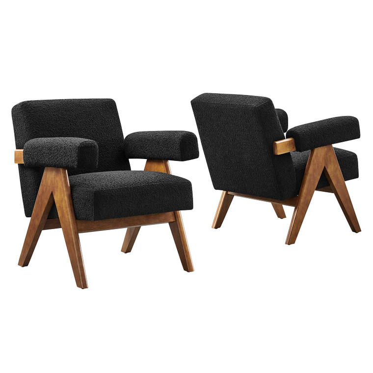 Lyra Boucle Fabric Armchair - Set of 2