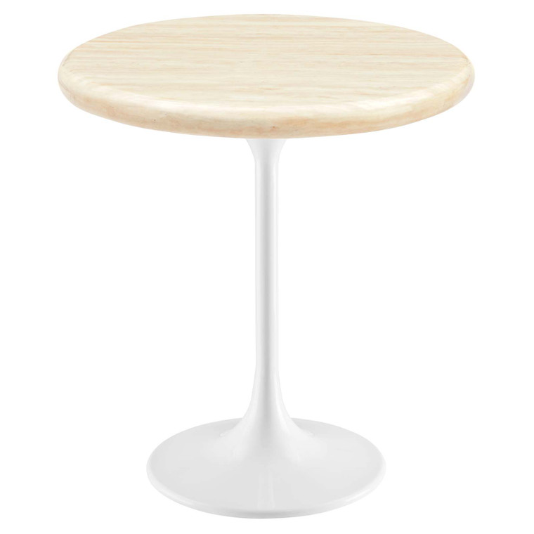 Lippa 20" Round Artificial Travertine  Side Table