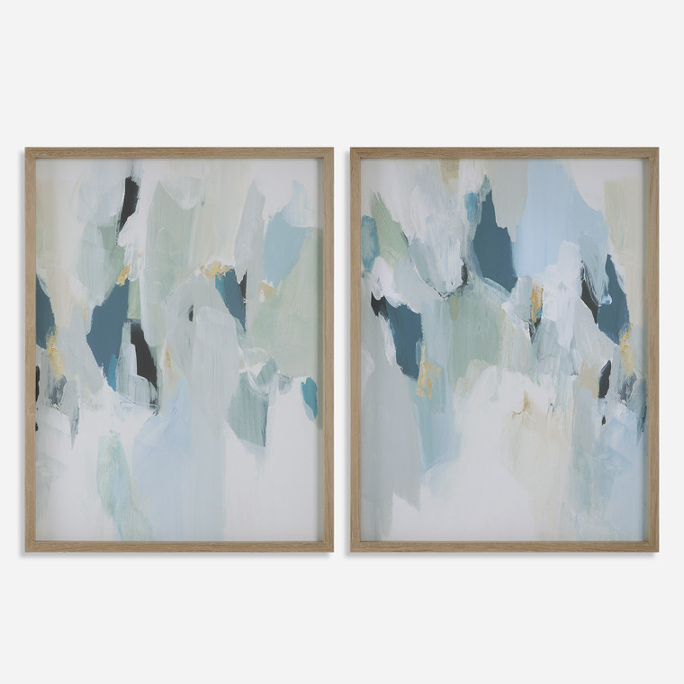 Seabreeze Abstract Framed Canvas Prints Set of 2