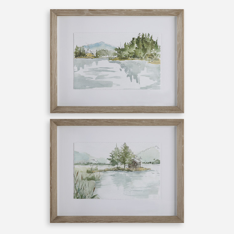 Serene Lake Framed Prints, Set of 2