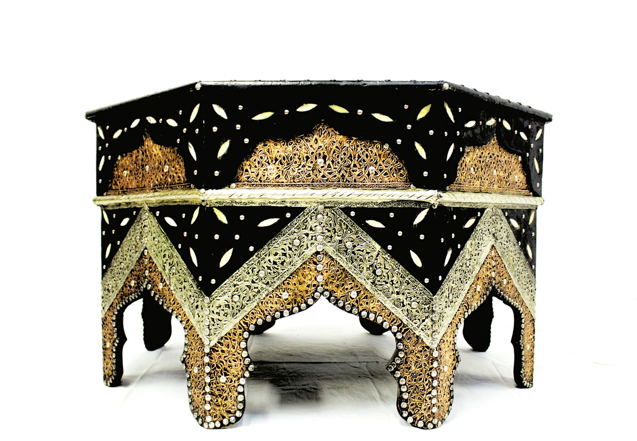 Moroccan Copper-Silver-Bone Coffee Table