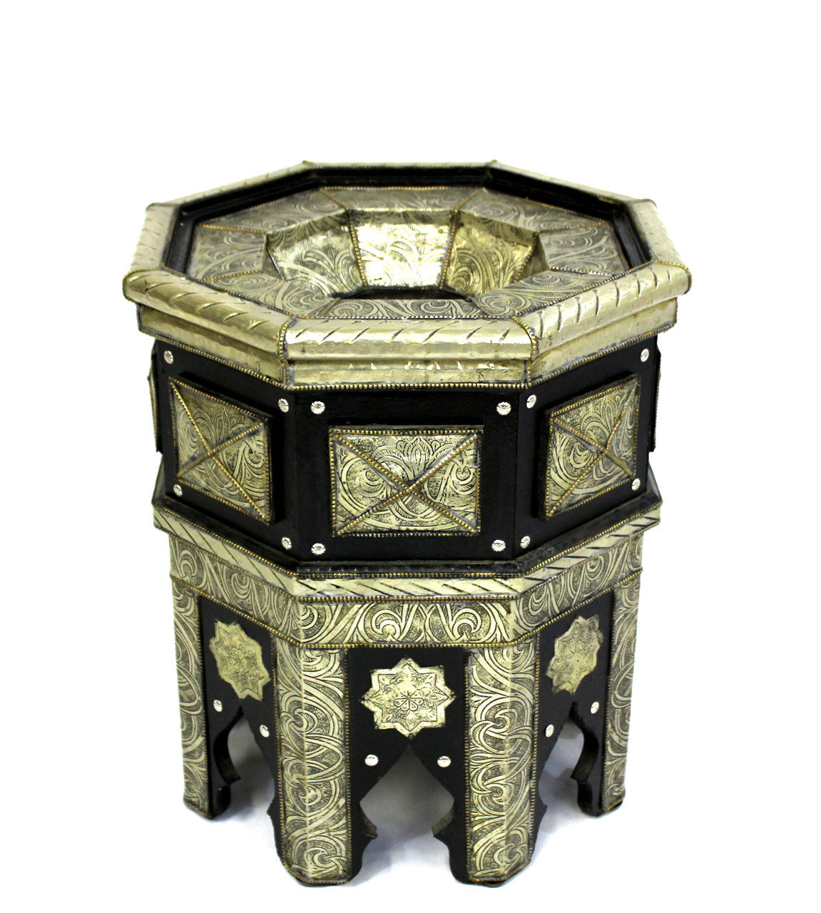 Moroccan Black And Silver Side Table