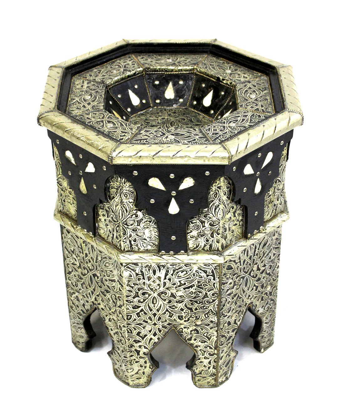 Moroccan Side Table With Bone Inlay