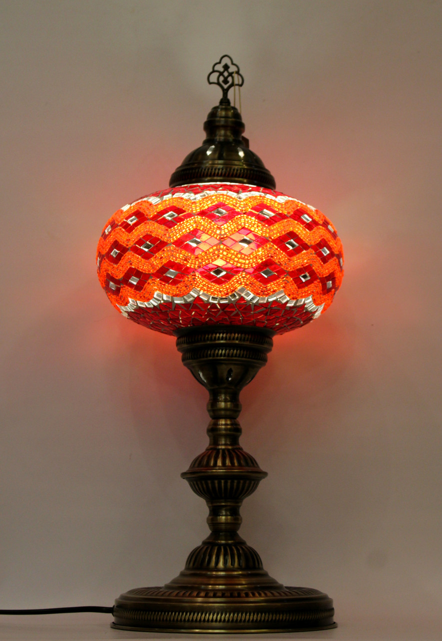 large red table lamp