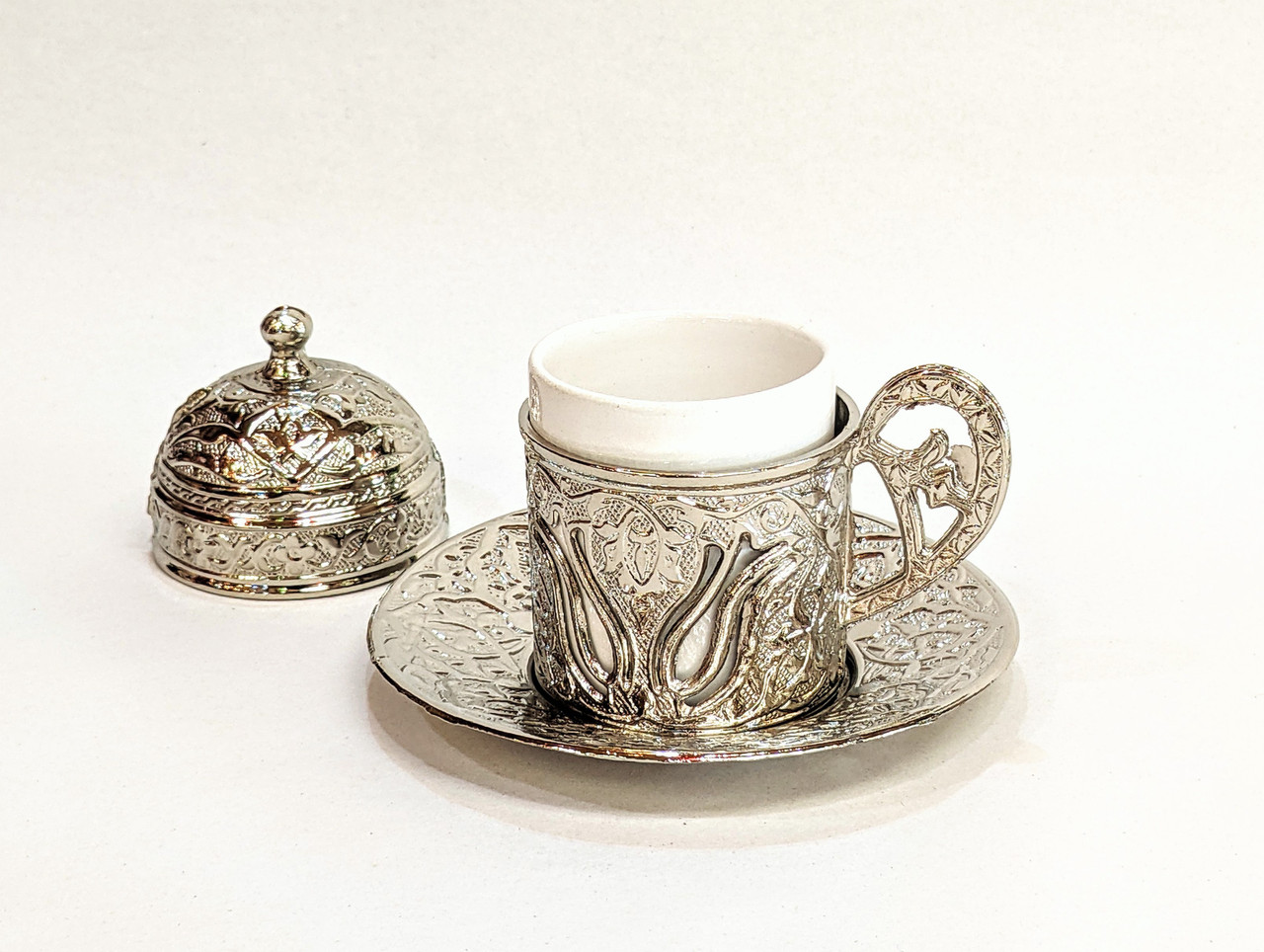 Luxurious Silver and Multicolor Turkish Coffee Set – LOKUM