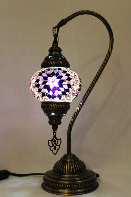 Mosaic Small Swan Table Lamp Purple