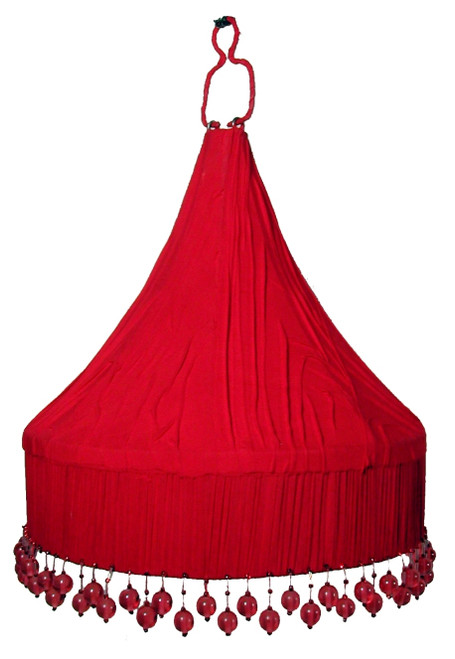 Red Ceiling Lampshade with Beads