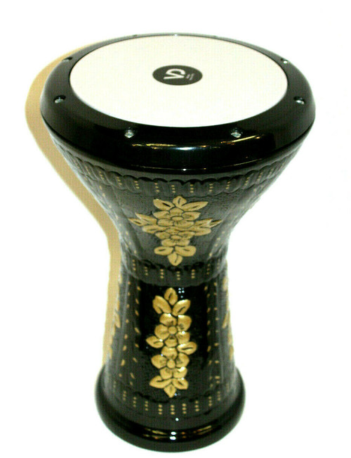 Nice Doumbek Embossed and Painted Black and Gold