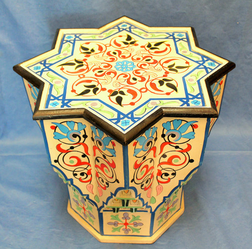 moroccan side table, moroccan furniture, moroccan table, high-end furniture, moroccan home decor, exclusive furniture, handmade furniture, side table, white corner table, moroccan design, moroccan style, moroccan home decor, end table, accent table, moroccan painted table, side table white, side table,  painted table, side table painted, side table with design, side table with pained design, star table, painted white table, star table white, moroccan star table, star table painted, white, white star table, moorish, moorish table, white, colorful, blue