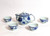 tea set, Asian tea set, Chinese tea set, tea set for 4, ceramic tea set, traditional tea set, painted tea set, nice gift, blue flowers, blue tea set, tea pot with cups, Chinese tea pot,