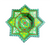 Handmade Moroccan hand-painted eight-pointed star-shaped accent table in lime green with red arabesque floral medallions, yellow and blue butterfly motifs, and Moorish arched cutout base, traditional North African folk art furniture