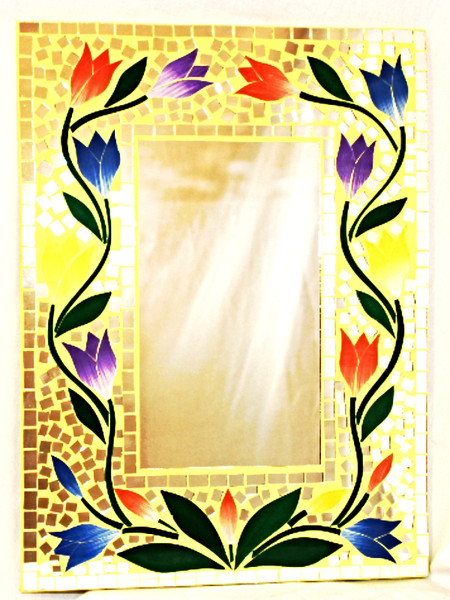 Wall Decor Mirror, Masaic Wall Mirror, Nice Gift, Home Decor, WALL mirror, decorative mirror, mirror wall, yellow mirror, mirror yellow, mosaic mirror, painted mirror, beautiful mirror, wall mirror, wall mirror YELLOW, mirror floral design,