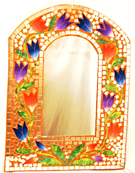 Wall Decor Mirror, Masaic Wall Mirror, Nice Gift, Home Decor, WALL mirror, decorative mirror, mirror wall, ORANGE mirror, mirror orange, mosaic mirror, painted mirror, beautiful mirror, wall mirror, wall mirror orange