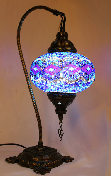 Mosaic Swan Table Lamp Blue