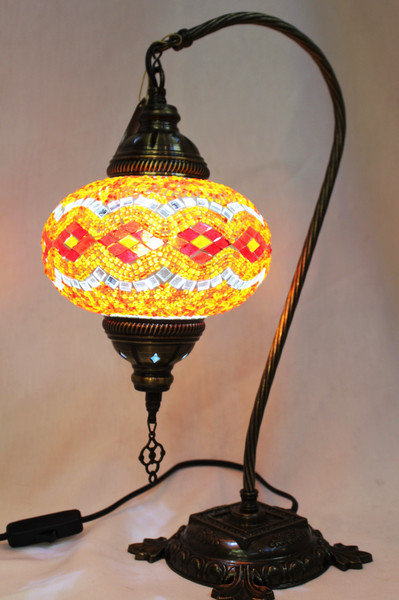 Mosaic Swan Table Lamp Orange-Red