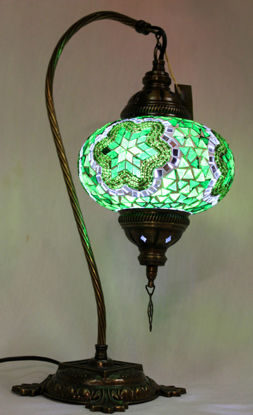 Mosaic Swan Table Lamp Green Star