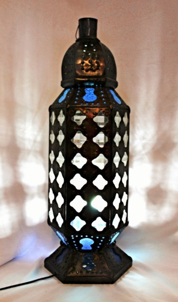 Hexagonal Large Blue Lamp