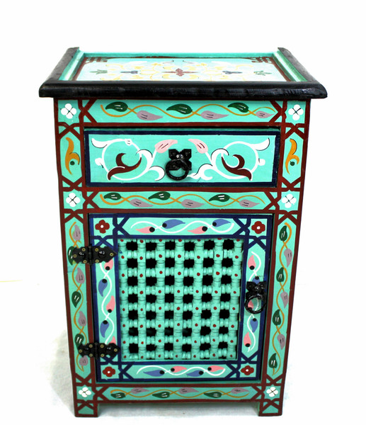 moroccan nightstand, moroccan cabinet, moroccan home decor, painted cabinet, small cabinet, nightstand, high-end furniture, luxe furniture, painted furniture, moroccan furniture, moroccan side table, moroccan nightstand turquoise, painted small cabinet, painted nighstand, small painted cabinet, Turquoise cabinet, traditional moroccan furniture, Turquoise nightstand, fancy nightstand, fancy small cabinet, Turquoise fancy cabinet, moroccan nightstand Turquoise, nightstand Turquoise, blue nightstand, nightstand blue