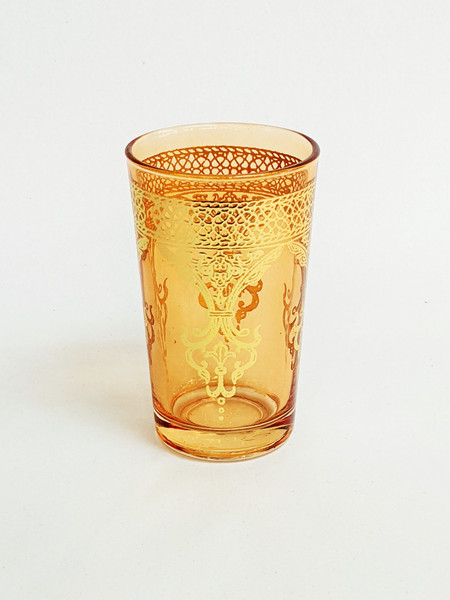 Moroccan tea glass orange, colorful juice glass