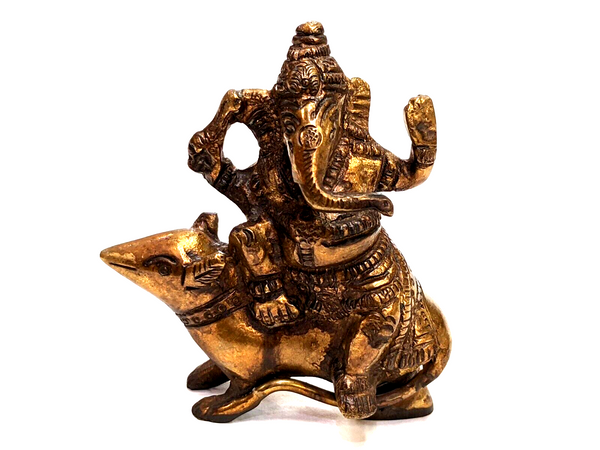 Ganesh, Ganesha, Statue, on a mouse, sitting on a mouse, elephant on a mouse, hindu, Hindu statue, ganesha riding a mouse, ganesha on a mouse, elephant riding a mouse , metal ganesha, copper, brass, copper ganesha statue, metal statue of ganesha, desk ganesha statue,