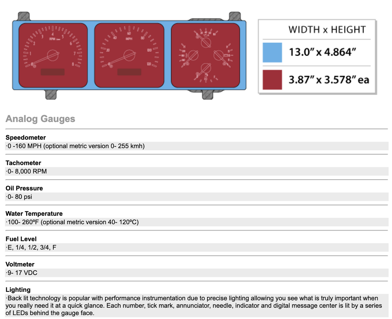 Digitallyページ Dakota Digital VHX Series Dashboard 86-91 Grand Wagoneer, J-Series