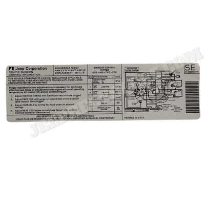 1987 Emissions Decal