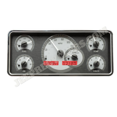 Dakota Digital VHX Dash Instrument Cluster 1963-1972 Wagoneer, J-Series Truck; Silver/White, Red Digital