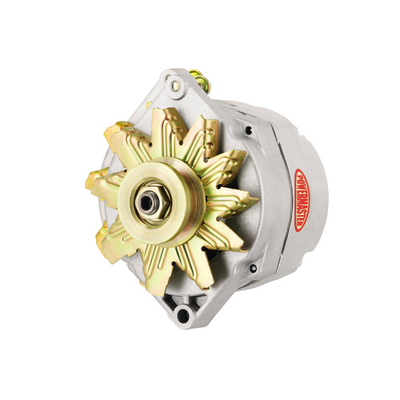 Powermaster 100 Amp alternator front view with natural finish