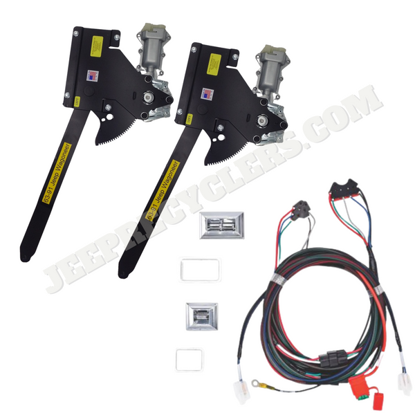 1963-1991 Front Power Window Motor Kit with Chrome Switch For Door Placement