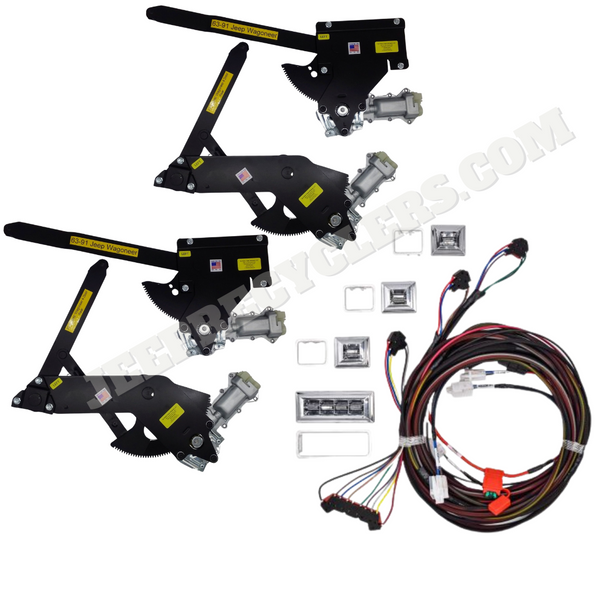 1963-1991 4 Door Power Window Motor Kit and Chrome Switch Kit for Door Placement