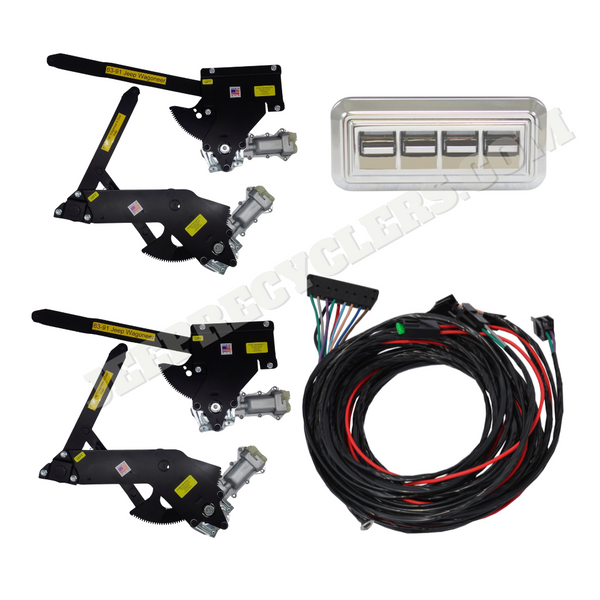 1963-1991 4 Door Power Window Motor Kit With Nostalgic Style Quad Switch for Console Placement